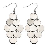 Steel Round Disc Cluster Dangle Earrings